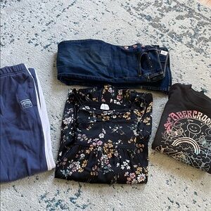 Abercrombie Kids floral dress, joggers, jeans, sweatshirt bundle size 9/10 11/12